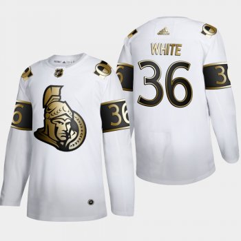 Men's Ottawa Senators Colin White #36 NHL Golden Edition White Authentic Jersey