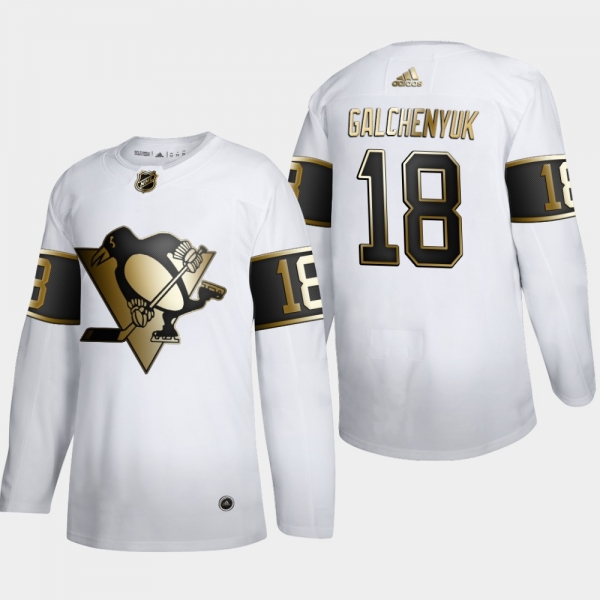 Men's Pittsburgh Penguins Alex Galchenyuk #18 NHL Golden Edition White Authentic Jersey