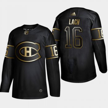 Men's JerseyMen's Montreal Canadiens Elmer Lach #16 2019 NHL Golden Edition Black Retired Player Jersey