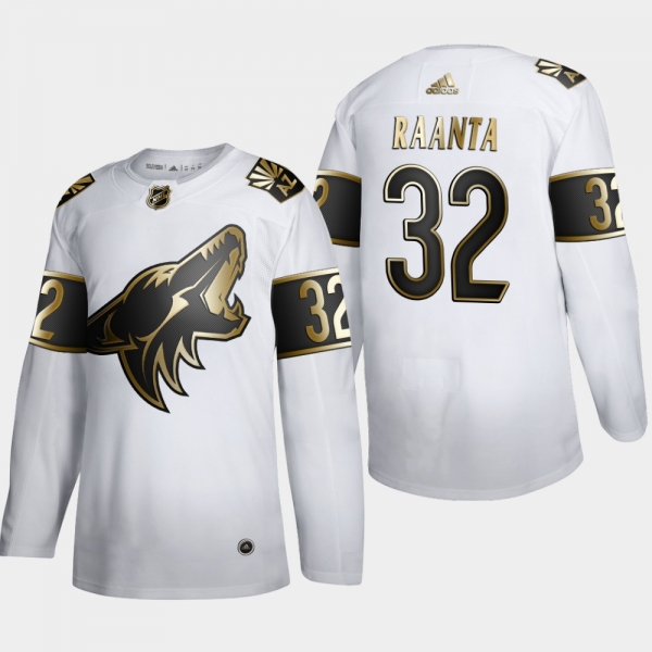 Men's Arizona Coyotes Antti Raanta #32 NHL Golden Edition White Authentic Jersey