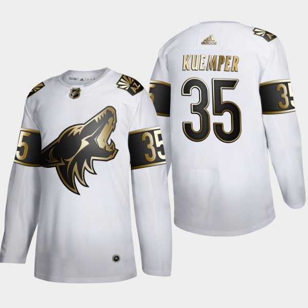 Men's Arizona Coyotes Darcy Kuemper #35 NHL Golden Edition White Authentic Jersey