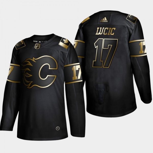 Men's Calgary Flames Milan Lucic #17 NHL Golden Edition Black Authentic Jersey