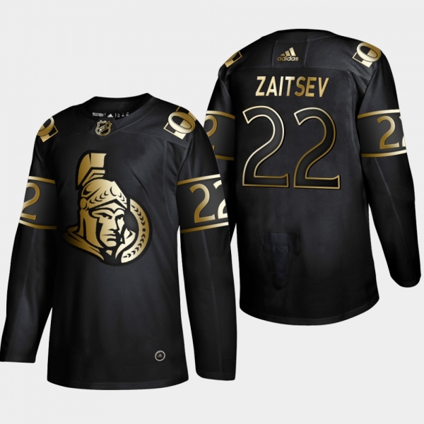 Men's Ottawa Senators Nikita Zaitsev #22 NHL Golden Edition Black Authentic Jersey