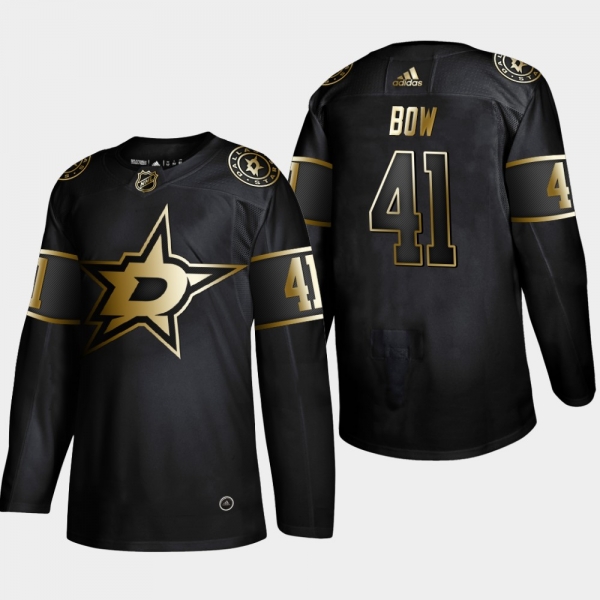 Men's Dallas Stars Landon Bow #41 NHL Golden Edition Black Authentic Player Jersey