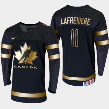 Canada Alexis Lafreniere #11 2020 IIHF World Junior Championship Black Golden Edition Jersey