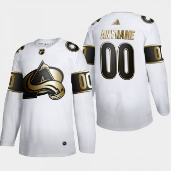 Men's Colorado Avalanche Custom #00 NHL Golden Edition White Authentic Jersey