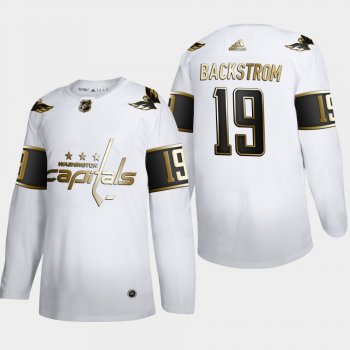 Men's Washington Capitals Nicklas Backstrom #19 NHL Golden Edition White Authentic Jersey