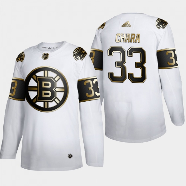 Men's Boston Bruins Zdeno Chara #33 NHL Golden Edition White Authentic Jersey