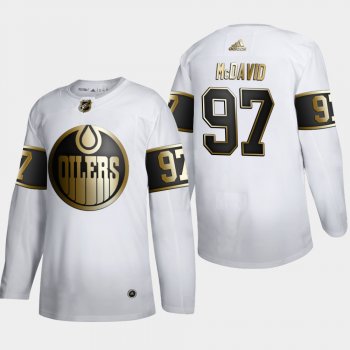 Men's Edmonton Oilers Connor McDavid #97 NHL Golden Edition White Authentic Jersey