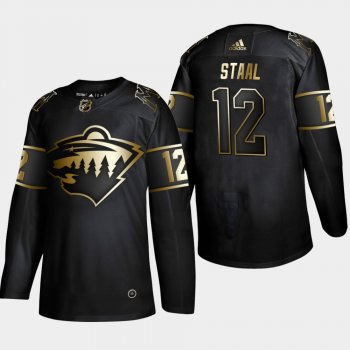 Men's JerseyMinnesota Wild Eric Staal #12 Authentic 2019 NHL Golden Edition Black Player Jersey - Men's