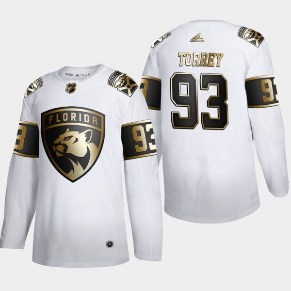 Men's Florida Panthers Bill Torrey #93 NHL Golden Edition White Retired Authentic Jersey