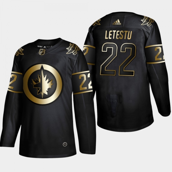 Men's Winnipeg Jets Mark Letestu #22 NHL Golden Edition Black Authentic Jersey