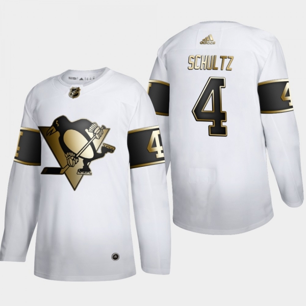 Men's Pittsburgh Penguins Justin Schultz #4 NHL Golden Edition White Authentic Jersey