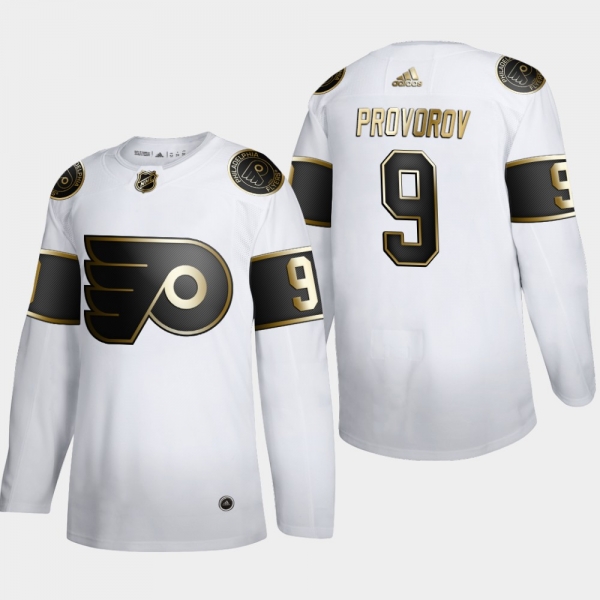 Men's Philadelphia Flyers Ivan Provorov #9 NHL Golden Edition White Authentic Jersey