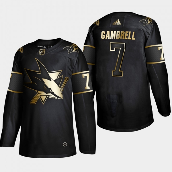 San Jose Sharks Dylan Gambrell #7 2019 NHL Golden Edition Authentic Player Black Jersey