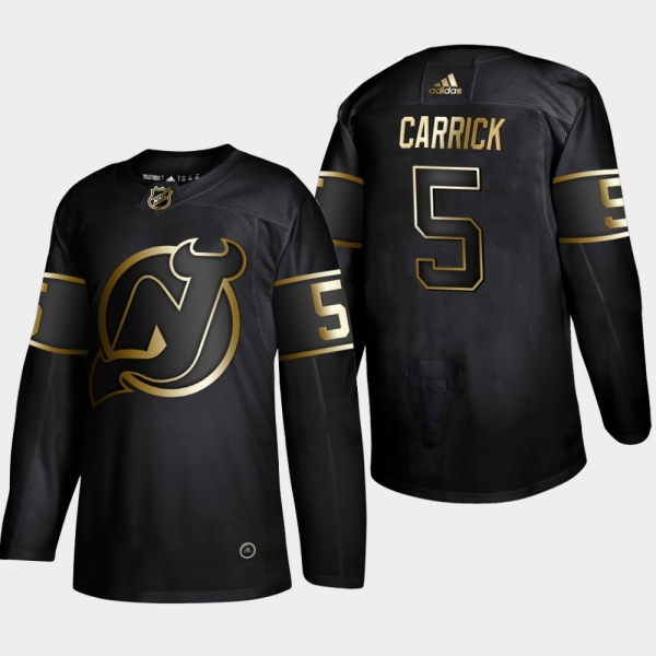 Men's New Jersey Devils Connor Carrick #5 2019 NHL Golden Edition Black Authentic Player Jersey