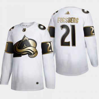 Men's Colorado Avalanche Peter Forsberg #21 NHL Golden Edition White Retired Authentic Jersey