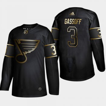 St. Louis Blues Bob Gassoff #3 Retired Player 2019 NHL Golden Edition Black Jersey - Men's