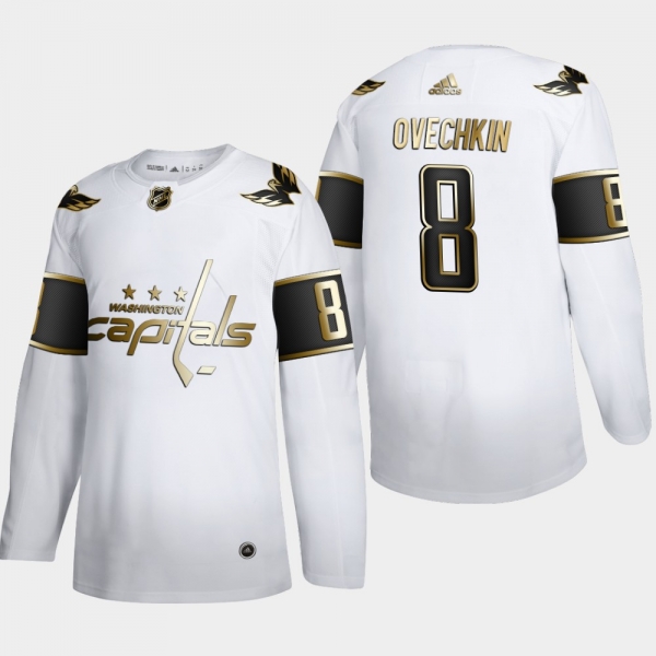 Men's Washington Capitals Alexander Ovechkin #8 NHL Golden Edition White Authentic Jersey