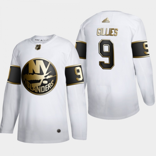 Men's New York Islanders Clark Gillies #9 NHL Golden Edition White Retired Authentic Jersey