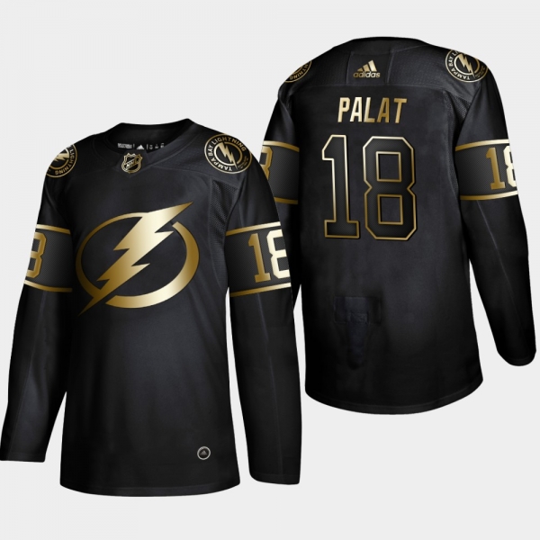 Men's Tampa Bay Lightning Ondrej Palat 2019 NHL Golden Edition Authentic Player Black Jersey