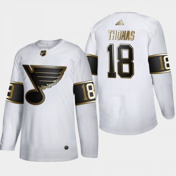 Men's St. Louis Blues Robert Thomas #18 NHL Golden Edition White Authentic Jersey