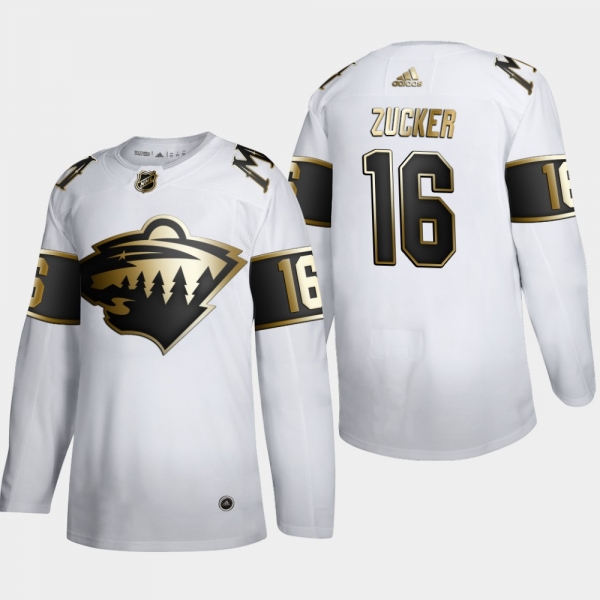 Men's Minnesota Wild Jason Zucker #16 NHL Golden Edition White Authentic Jersey