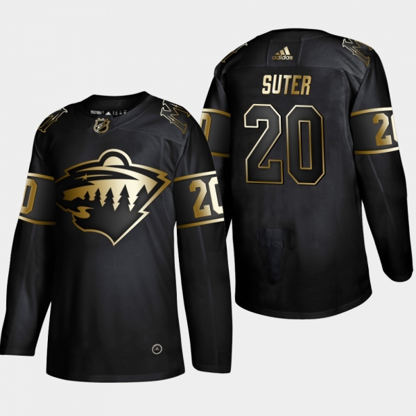 Men's JerseyMinnesota Wild Ryan Suter #20 Authentic 2019 NHL Golden Edition Black Player Jersey - Men's