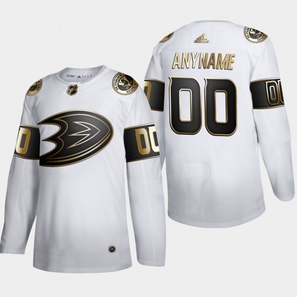 Men's Anaheim Ducks Custom #00 NHL Golden Edition White Authentic Jersey