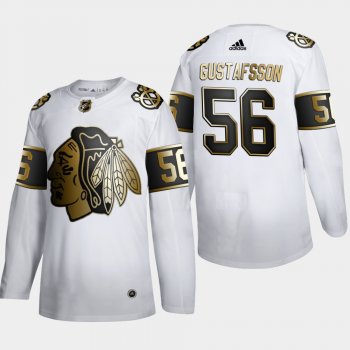 Men's Chicago Blackhawks Erik Gustafsson #56 NHL Golden Edition White Authentic Jersey