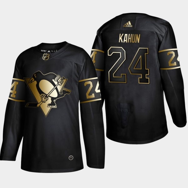 Men's Pittsburgh Penguins Dominik Kahun #24 NHL Golden Edition Black Authentic Jersey