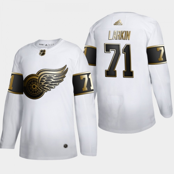 Men's Detroit Red Wings Dylan Larkin #71 NHL Golden Edition White Authentic Jersey