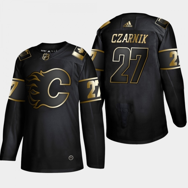 Men's Calgary Flames Austin Czarnik #27 2019 NHL Golden Edition Black Authentic Player Jersey