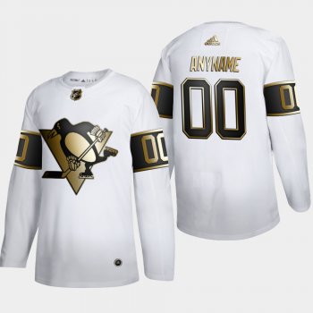 Men's Pittsburgh Penguins Custom #00 NHL Golden Edition White Authentic Jersey