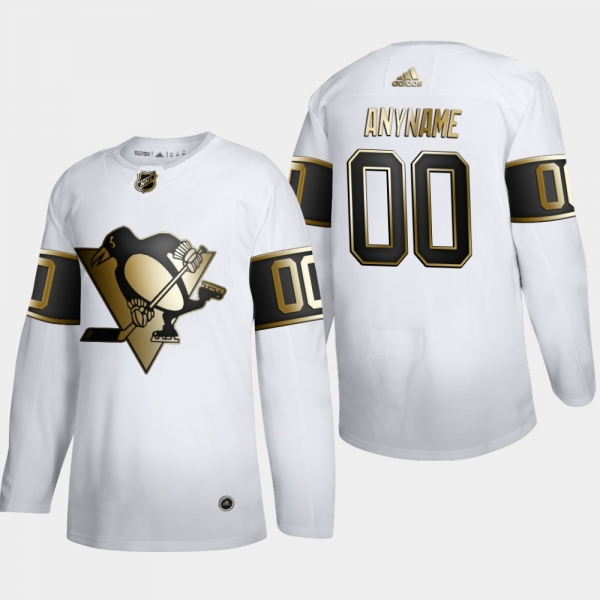 Men's Pittsburgh Penguins Custom #00 NHL Golden Edition White Authentic Jersey