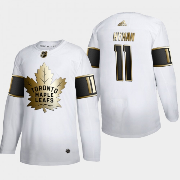 Men's Toronto Maple Leafs Zach Hyman #11 NHL Golden Edition White Authentic Jersey