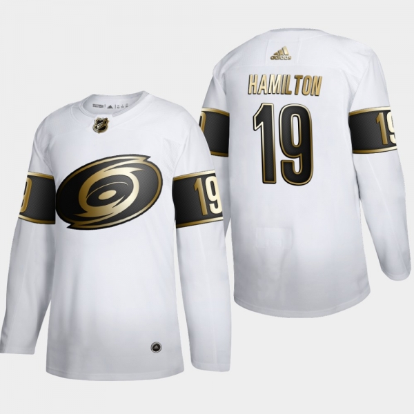 Men's Carolina Hurricanes Dougie Hamilton #19 NHL Golden Edition White Authentic Jersey