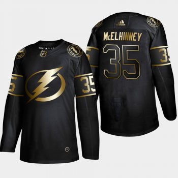 Men's Tampa Bay Lightning Curtis McElhinney #35 NHL Golden Edition Black Authentic Jersey