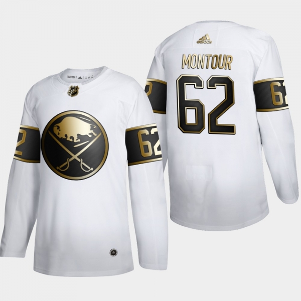 Men's Buffalo Sabres Brandon Montour #62 NHL Golden Edition White Authentic Jersey