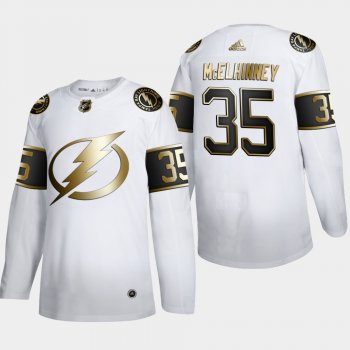 Men's Tampa Bay Lightning Curtis McElhinney #35 NHL Golden Edition White Authentic Jersey