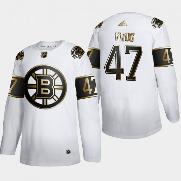 Men's Boston Bruins Torey Krug #47 NHL Golden Edition White Authentic Jersey