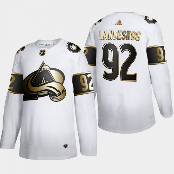 Men's Colorado Avalanche Gabriel Landeskog #92 NHL Golden Edition White Authentic Jersey