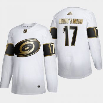 Men's Carolina Hurricanes Rod Brind'Amour #17 NHL Golden Edition White Retired Authentic Jersey