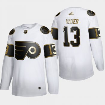 Men's Philadelphia Flyers Kevin Hayes #13 NHL Golden Edition White Authentic Jersey