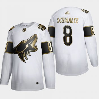 Men's Arizona Coyotes Nick Schmaltz #8 NHL Golden Edition White Authentic Jersey