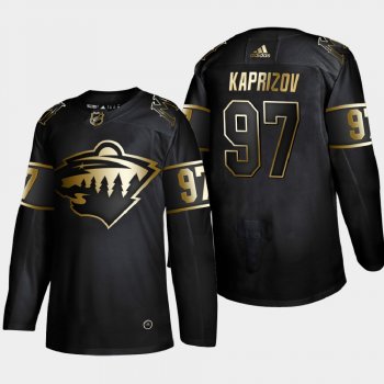 Men's Minnesota Wild Kirill Kaprizov #97 NHL Golden Edition Black Authentic Jersey