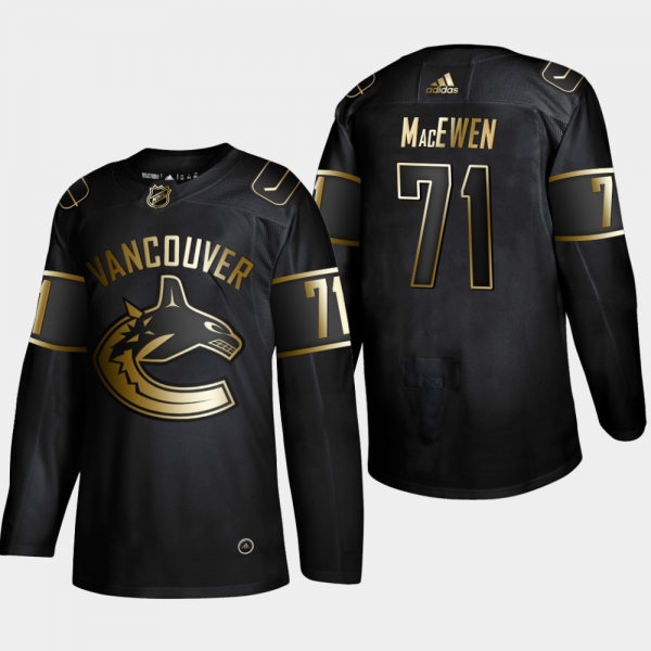 Men's Vancouver Canucks Zack MacEwen #71 Black NHL Golden Edition Authentic Player Jersey