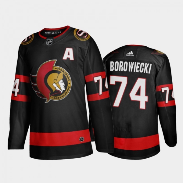 Ottawa Senators Mark Borowiecki #74 Home Black 2020-21 Adizero Jersey