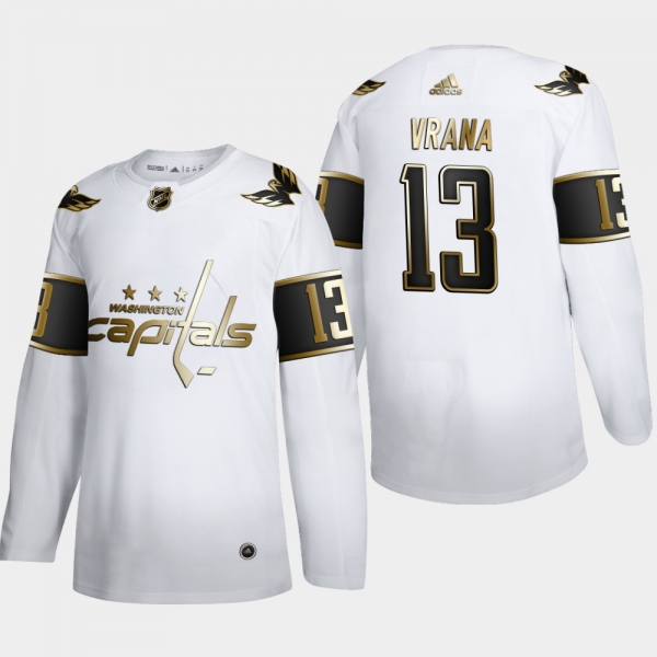 Men's Washington Capitals Jakub Vrana #13 NHL Golden Edition White Authentic Jersey