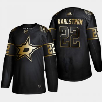 Men's Dallas Stars Fredrik Karlstrom #22 NHL Golden Edition Black Authentic Jersey